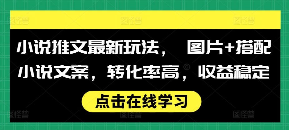 小说推文最新玩法， 图片+搭配小说文案，转化率高，收益稳定_微雨项目网