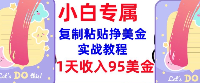 复制粘贴挣美金，0门槛，1天收入95美刀，3分钟学会，内部教程(首次公开)_微雨项目网