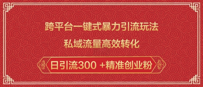 跨平台一键式暴力引流玩法，私域流量高效转化日引流300 +精准创业粉_微雨项目网