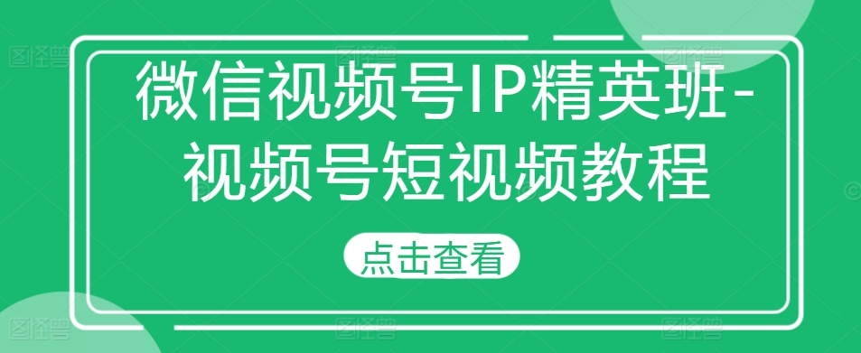 微信视频号IP精英班-视频号短视频教程_微雨项目网