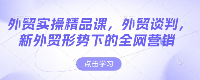 外贸实操精品课，外贸谈判，新外贸形势下的全网营销_微雨项目网