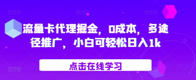 流量卡代理掘金，0成本，多途径推广，小白可轻松日入1k_微雨项目网