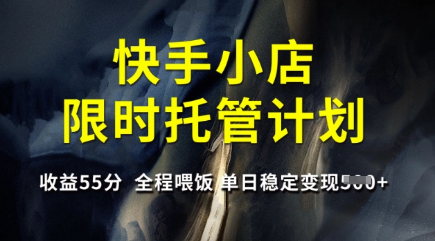 快手小店限时托管计划，收益55分，全程喂饭，单日稳定变现5张【揭秘】_微雨项目网