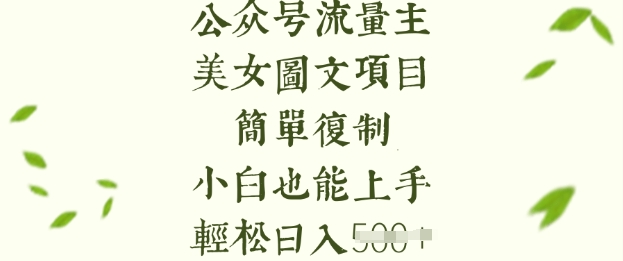 流量主长期收益项目，美女图片简单复制，小白也能上手，轻松日入5张_微雨项目网