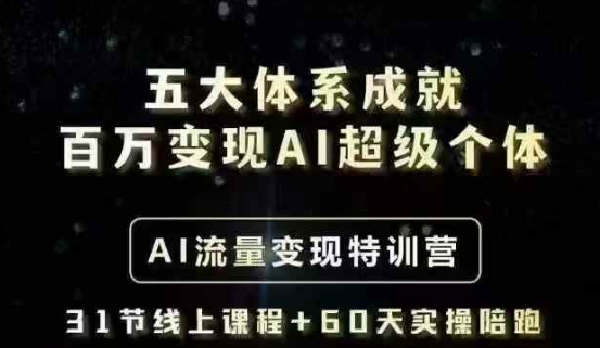 五大体系成就百万变现AI超级个体- AI流量变现特训营，一步一步教你一个人怎么年入百W_微雨项目网