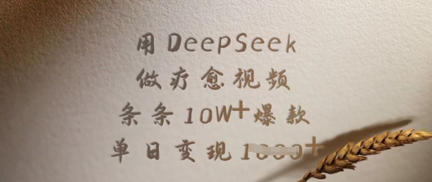 用DeepSeek做疗愈视频，条条10W+爆款，单日变现多张_微雨项目网