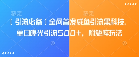 【引流必备】全网首发咸鱼引流黑科技，单日曝光引流500+，附矩阵玩法【揭秘】_微雨项目网