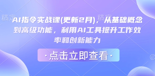 AI指令实战课(更新2月)，从基础概念到高级功能，利用AI工具提升工作效率和创新能力_微雨项目网