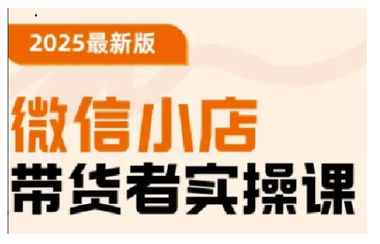 2025最新版微信小店带货者实操课，基础操作到高级运营技巧，快速上手_微雨项目网