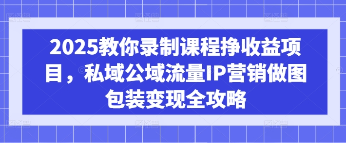 2025教你录制课程挣收益项目，私域公域流量IP营销做图包装变现全攻略_微雨项目网